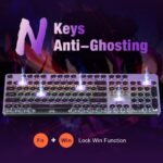 RisoPhy Typewriter Style Mechanical Gaming Keyboard, Metal Panel, Retro Punk Round Keycaps, Clicky Blue Switch, Rainbow LED Backlit, 104 Keys Wired Keyboard, Round Keycaps for PC Laptop Mac Gamer - Image 5