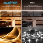 DAYBETTER COB LED Strip Lights, Tunable White(2700K-6500K) COB LED Lights with 3040 LEDs, 24V Adapter, RF Remote, Dimmable High Density Uniform LED Strip for Bedroom, Kitchen, Cabinet, CRI90+, 16.4ft - Image 2