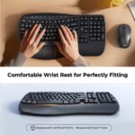 MEETION Ergonomic Keyboard and Mouse Wireless Combo, Wave Keys Natural Typing, 2.4G USB Receiver Wireless Keyboard with Wrist Rest, 4 Adjustable DPI Optical Mouse, Computer/Laptop/Windows/Mac, Black - Image 3