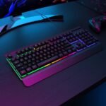 RisoPhy Gaming Keyboard, 104 Keys All-Metal Panel, Rainbow LED Backlit Silent Computer Keyboard, Wrist Rest, Multimedia Keys, Anti-Ghosting, Waterproof Light Up Wired Keyboard for PC Mac Gamer - Image 7