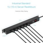 KMC 8-Outlet Metal Power Strip Surge Protector, Rack Mount PDU, Metal Mounting Brackets, 6 Foot Extension Cord, 1800 Joules, 125V/15A, Black - Image 5