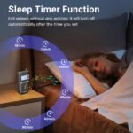 PRUNUS J-618 Portable Radio AM FM to Bluetooth Earphone, as Bluetooth Speaker, 2000mah Rechargeable Radio, Preset, TF Card Shuffle Play, Headphone Jack, Sleep Timer, Walkman Radios, Digital Radios - Image 6