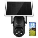 Jennov 4G LTE Cellular Solar Security Camera Wireless Outdoor, No WiFi Need Camera Home Security, 2K Color Night Vision, 360° PTZ, PIR Motion Detection, 2-Way Talk, IP65 Waterproof, Built-in SIM Card