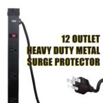 KMC 12 Outlet Heavy Duty Metal Surge Protector Power Strip with 6-Foot Long Extension Cord, 125V/15A, Black - Image 7