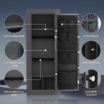 KAER Fireproof Gun Safe Biometric 20 Gun Safe for Rifles and Pistols 30 Minute Fire Protection Heavy-Duty Fingerprint Gun Cabinet for Shotguns with Digital Keypad, Large Quick Access (Grey) - Image 3