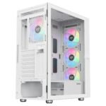 SAMA 3509 ATX Mid Tower Computer Case Steel Mesh Front Tempered Glass with Open Door 4 ARGB Fans Pre-Install USB3.0X2 360mm AIO Support at Front White - Image 9