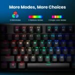 RisoPhy Mechanical Gaming Keyboard, Blue Switch USB Wired Keyboard, 20 RGB Light up Backlit Modes, 104 Key Full Size Clicky Keyboards, Anti-Ghosting/Spill-Resistant Rainbow LEDKeyboards for PC(Black) - Image 3