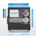 SAMA V40 Mid Tower ATX Case – 6 × 120mm ARGB PWM Fans Pre-Installed, Dual Tempered Glass Panels, Vertical Airflow, Dual-Chamber Design, USB 3.1 Type-C, 7 Slots, Supports ATX/MATX/ITX GPUs, Black - Image 6