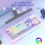 RisoPhy Wireless Gaming Keyboard, Tri-Mode BT5.0/2.4GHz/USB-C, RGB Light up Backlit Keyboards, Customizable Macro Keys, 26 Anti-ghosting Keys, 4000mAh Battery, Creamy Computer Keyboards - Image 3