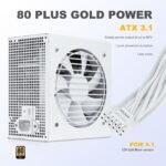 SAMA White 750W Power Supply - Fully Modular 80 Plus Gold Certified ATX 3.1 & PCIE 5.1 Compliant Power Supply, Supports RTX 30/40 Series GPUs - Image 2