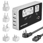 KEY POWER 2000W Voltage Converter US to Europe, 220V to 110V Converter for European Travel for Hair Dryer Straightener Curling Iron,International Universal Power Adapter with Type C, E/F, G, I, A.