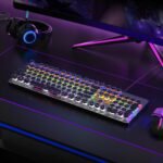 RisoPhy Typewriter Style Mechanical Gaming Keyboard, Metal Panel, Retro Punk Round Keycaps, Clicky Blue Switch, Rainbow LED Backlit, 104 Keys Wired Keyboard, Round Keycaps for PC Laptop Mac Gamer - Image 7