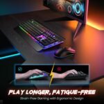 RisoPhy Wireless Gaming Keyboard and Mouse Combo, Metal Panel, 7 Color Backlits, Rechargeable 3200 mAh Battery, Wrist Rest, Sleep Mode, Light Up Keyboard + 7D 3200DPI Gaming Mice for PC Gamer - Image 6