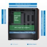 SAMA Z60 Genuine Walnut Wood PC Case, ATX Mid Tower PC Case, Pre-Installed 4X 140mm ARGB PWM Fans, Supports 360mm Radiator on Top, Type-C Port, Mid Tower Computer Case-Black - Image 6