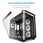 SAMA V60 Mid Tower PC Case, Curved Tempered Glass Panel, 7×120mm ARGB PWM Fans with Fan Hub, USB Type-C, High Airflow ATX PC Case for Case PC Gaming, Back-Connect Ready, 360mm AIO Support – Black - Image 7
