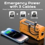 PRUNUS J-366 Emergency Radio- NOAA Weather Alert, 3-in-1 Charging Cables, 5-Way Power(7400mWh/AAA Battery/Hand Crank/Solar/USB-C), AM/FM, SOS Alarm, Flashlight, Compact for Bag, NOAA Weather Radio - Image 3