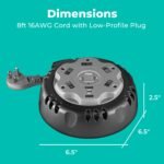 KMC 5-Outlet USB-C PD Surge Twist Retractable Power Strip Cord Reel, 2 USB-A & 1 USB-C Power Delivery, 735J Surge Protector, 8ft Retractable Extension Cord, 3-Prong Flat Plug, UL/ETL Certified, Gray - Image 3