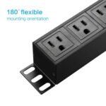 KMC 8-Outlet Metal Power Strip Surge Protector, Rack Mount PDU, Metal Mounting Brackets, 6 Foot Extension Cord, 1800 Joules, 125V/15A, Black - Image 4