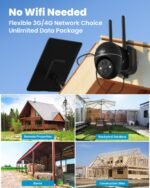 ieGeek 4G LTE Cellular Security Camera Wireless Outdoor, Solar Battery Powered Cameras for Home Surveillance, 2K Color Night Vision, 360°PTZ, 2-Way Audio, No WiFi, PIR Motion Sensor(SIM Card Included) - Image 3