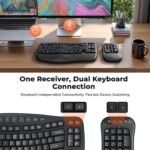MEETION Ergonomic Wireless Keyboard with Separate Numeric Keypad, Wave Flexible 2-in-1 Setup for Multi-Device, 2.4G/Bluetooth Split Design with Wrist Rest for Accountants/Data Entry/Left-Handed User - Image 3