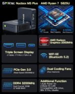 GMKtec M5 Plus Gaming Mini PC Ryzen 7 5825U (Upgraded 7430U/ 5700U), 32GB RAM 1TB SSD Dual NIC LAN 2.5GbE Desktop Computers Office Home, Triple 4K Display, WiFi 6E, USB3.2, USB-C, BT 5.2, DP, HDMI 2.0 - Image 2