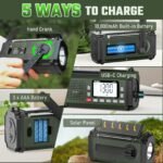 PRUNUS J-924 10000mAh/37000mWh Hand Crank Radio, AAA Batteries Powered Emergency Radio Solar, NOAA Weather Radio AM/FM/SW, USB Charging, Torch& Reading Light, SOS Alarm, Power Bank - Image 4