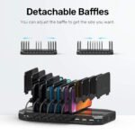 Unitek USB Charging Station, 10 USB Fast Ports Charge Docking Station and Adjustable Dividers, Multi Device Charger Organizer Compatible with iPad, iPhone, Tablet and Cell Phone - Image 6