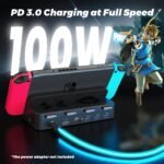 Unitek TV Dock Station for Nintendo Switch/Steam Deck 5-in-1 Docking Station Adapter One-touch Switching with 4 Game Card Storage Slot 3 USB 3.0 HDMI2.0 4K@60Hz Gigabit Ethernet PD USB-C 100W Charging - Image 6