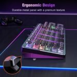 RisoPhy Typewriter Style Mechanical Gaming Keyboard, Metal Panel, Retro Punk Round Keycaps, Clicky Blue Switch, Rainbow LED Backlit, 104 Keys Wired Keyboard, Round Keycaps for PC Laptop Mac Gamer - Image 6