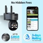 Luovisee WiFi Security Camera Wireless Outdoor 2 Packs,360° PTZ Solar Camera Outdoor Wireless for Home Security,Work with Alexa,AI Motion Detection,PIR Siren,Cloud & SD Card Storage, 2-Way Audio - Image 7