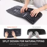 MEETION Ergonomic Keyboard, Wireless Computer Keyboard, Ergo Split Keyboard with Cushioned Wrist, Palm Rest, Curved Natural Typing, Full Size Rechargeable for Windows/Mac/Laptop/PC, Black - Image 2