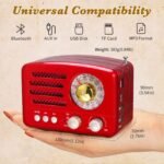 PRUNUS J-160 Retro Vintage AM FM Radio with Bluetooth, USB/TF Card Playback, Small Transistor Radios Battery Operated, Rechargeable Radio(Red) - Image 4