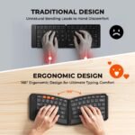 MEETION Ergonomic Foldable Bluetooth Keyboard, Split Compact Portable Keyboard for Business Travel, Ultra-Thin Folding Rechargeable Wireless Keyboards for iOS Android Windows Mac Tablet PC Smartphone - Image 2