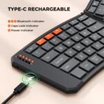 MEETION Ergonomic Foldable Bluetooth Keyboard, Split Compact Portable Keyboard for Business Travel, Ultra-Thin Folding Rechargeable Wireless Keyboards for iOS Android Windows Mac Tablet PC Smartphone - Image 5