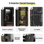 KAER Gun Safe, Large 8-12 Gun Cabinet for Home Defense with Electronic Keypad | Secure Rifle & Shotgun Safe with Adjustable Shelf, Rifle Rack for Pistols and Ammunition Storage - Image 3