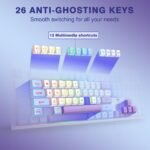 RisoPhy Wireless Gaming Keyboard, Tri-Mode BT5.0/2.4GHz/USB-C, RGB Light up Backlit Keyboards, Customizable Macro Keys, 26 Anti-ghosting Keys, 4000mAh Battery, Creamy Computer Keyboards - Image 4