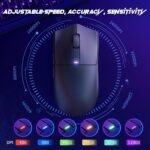 RisoPhy Superlight Wireless Gaming Mouse, 62g Dual Macro-Switches Gaming Mouse, 3-Mode Wireless/USB-C/Bluetooth Mouse with Adjustable 12000DPI, 5 Programmable Buttons Computer Mouse for PC/Mac-Black - Image 6