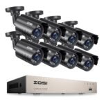ZOSI 8CH 5MP Lite Security Camera System with AI Human/Vehicle Detection,8 Channel CCTV DVR and 8 x 1080p 1920TVL Weatherproof Surveillance Cameras Indoor Outdoor,Night Vision,Remote Access,No HDD