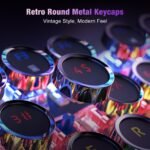 RisoPhy Typewriter Style Mechanical Gaming Keyboard, Metal Panel, Retro Punk Round Keycaps, Clicky Blue Switch, Rainbow LED Backlit, 104 Keys Wired Keyboard, Round Keycaps for PC Laptop Mac Gamer - Image 2