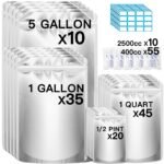 11.8 Mil Thicker 100PCS Mylar Bags with 400cc Oxygen Absorbers + 10PCS 5 Gallon Mylar Bags for Food Storage with 2500cc Oxygen Absorbers