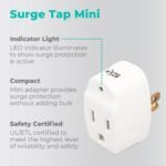 KMC Surge Tap Mini 5-Pack, 1-Outlet Grounded Surge Protector Adapter, 640 Joules, Power Plug Adapter - Image 2