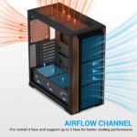 SAMA Z60 Genuine Walnut Wood PC Case, ATX Mid Tower PC Case, Pre-Installed 4X 140mm ARGB PWM Fans, Supports 360mm Radiator on Top, Type-C Port, Mid Tower Computer Case-Black - Image 5