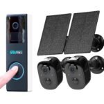 D2A Video Doorbell with Chime 2G6B Best 2K Solar Security Camera,4-Times Charge for 1 Year, Audible Alarm Easy to Setup,2.4GHz Wi-Fi,Human Detection,Two Way Audio