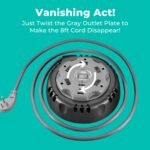 KMC 5-Outlet USB-C PD Surge Twist Retractable Power Strip Cord Reel, 2 USB-A & 1 USB-C Power Delivery, 735J Surge Protector, 8ft Retractable Extension Cord, 3-Prong Flat Plug, UL/ETL Certified, Gray - Image 7