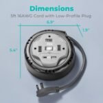 KMC 3-Outlet Surge Twist Cord Reel, USB-C & USB-A Ports, Retractable Power Strip Surge Protector, 735J Surge Protection, 5ft Retractable Extension Cord, 3-Prong Flat Plug, UL/ETL Certified, Gray - Image 3