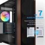 SAMA Z60 Genuine Walnut Wood PC Case, ATX Mid Tower PC Case, Pre-Installed 4X 140mm ARGB PWM Fans, Supports 360mm Radiator on Top, Type-C Port, Mid Tower Computer Case-Black - Image 8