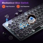 RisoPhy Typewriter Style Mechanical Gaming Keyboard, Metal Panel, Retro Punk Round Keycaps, Clicky Blue Switch, Rainbow LED Backlit, 104 Keys Wired Keyboard, Round Keycaps for PC Laptop Mac Gamer - Image 4