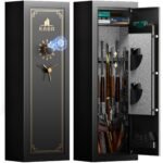 KAER 13-15 Biometric Gun Safe, Quick Access Fingerprint Gun Safes for Rifles and Pistols, Large Heavy-Duty Gun Cabinet for Shotguns with Removable Shelf & Gun Racks, No Assembly Required
