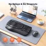 MEETION Ergonomic Keyboard and Mouse Wireless Combo, Wave Keys Natural Typing, 2.4G USB Receiver Wireless Keyboard with Wrist Rest, 4 Adjustable DPI Optical Mouse, Computer/Laptop/Windows/Mac, Black - Image 6