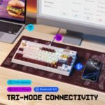 RisoPhy PC423 Wireless Creamy Keyboard with Screen & Knob, 75% 2.4G/Bluetooth/USB-C Gasket RGB Mechanical Keyboard, Hot Swappable, Five-Layer Padding & Pre-lubed Linear Switch, Retro Red and White - Image 2